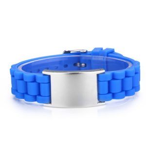 Brazalete ID rizado silicona azul tipo reloj de 145 a 220 mm *21mm
