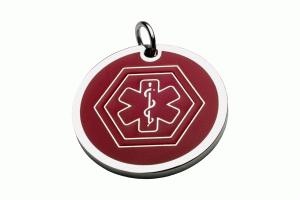 ID medalla en acero con símbolo medico  rojo  tipo Charm de 13*13 mm