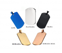 ID Dog Tag en acero color plateado y otros colores varios tamaños  36*22mm - 45*25mm - 50*28mm