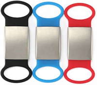 Placa de alerta para usar en  en zapato de cordon , zapatillas, pulsera, reloj ,otros -   a prueba de agua con  silicona  hipoalergica negra, azul, roja 15*65 mm