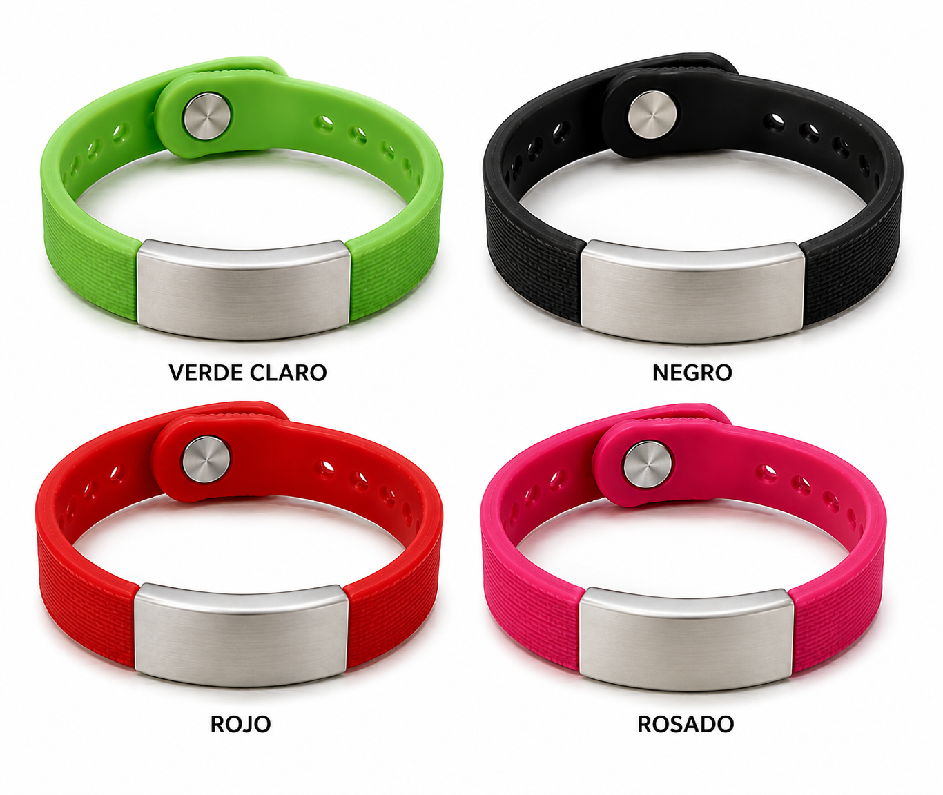 Brazalete ID Super – Ajustable –  220*12mm Negra, Roja Y Verde Claro